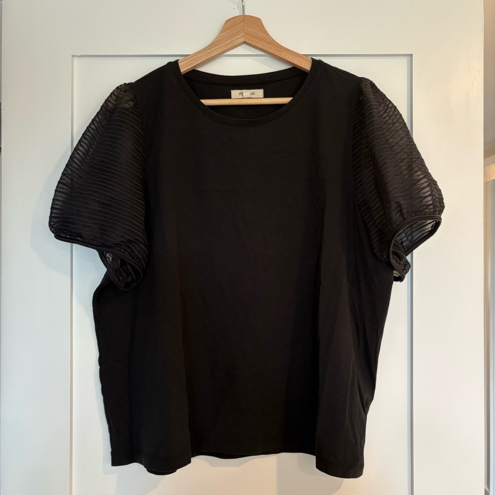Madewell Black Sheer Sleeve Top